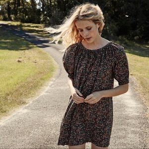Doen chestnut dress in black jardin